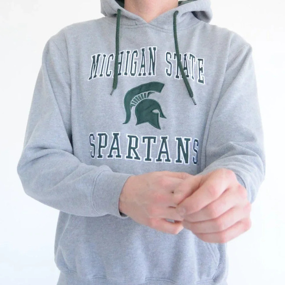 Vintage Colosseum Michigan State Spartans Grey & Green Pullover Hooded Sweater M - Picture 2 of 12
